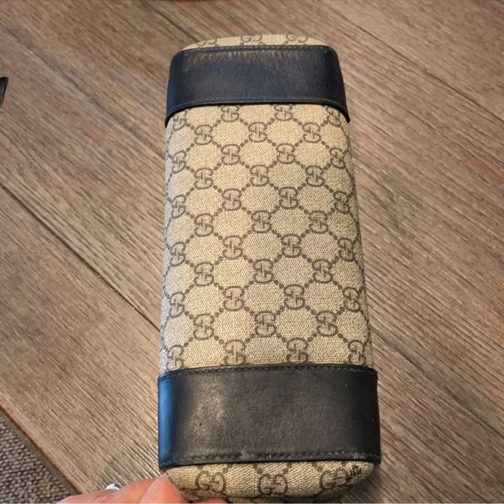 Gucci toiletry bag black beige chrome zipper - Picture 4 of 11